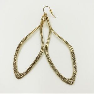 Long Gold Dangling Earrings with crystal details